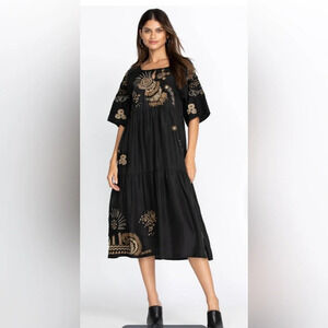 JOHNNY WAS antonia raglan tiered dress in black